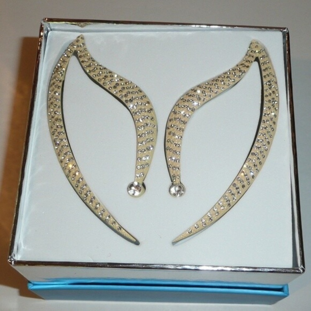STAR TREK Cosplay Cuff Earrings Vulcan Ears Spock Elf Glass Gems Costume Bling - Picture 5 of 8